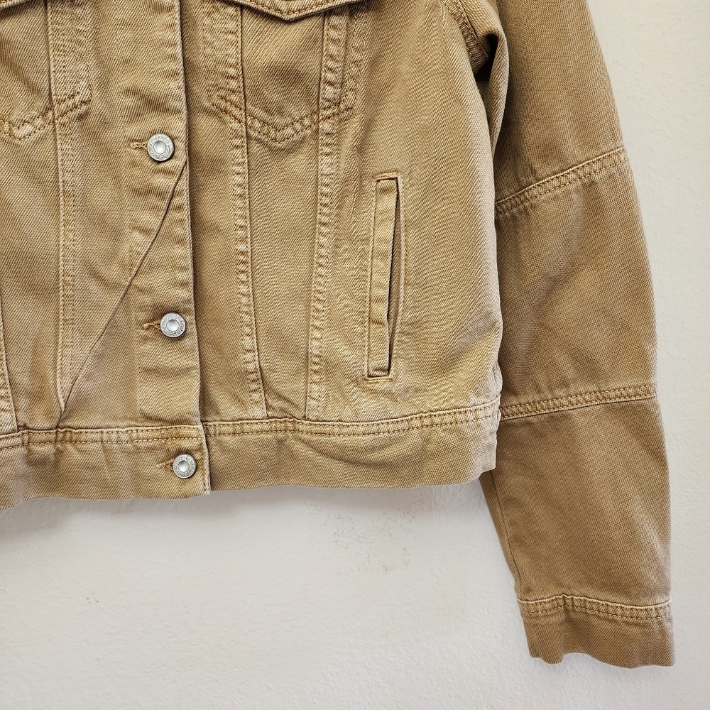 Free People Brown Denim Jacket Warm Sands Size Small Boho Rumors Jacket - Picture 4 of 11